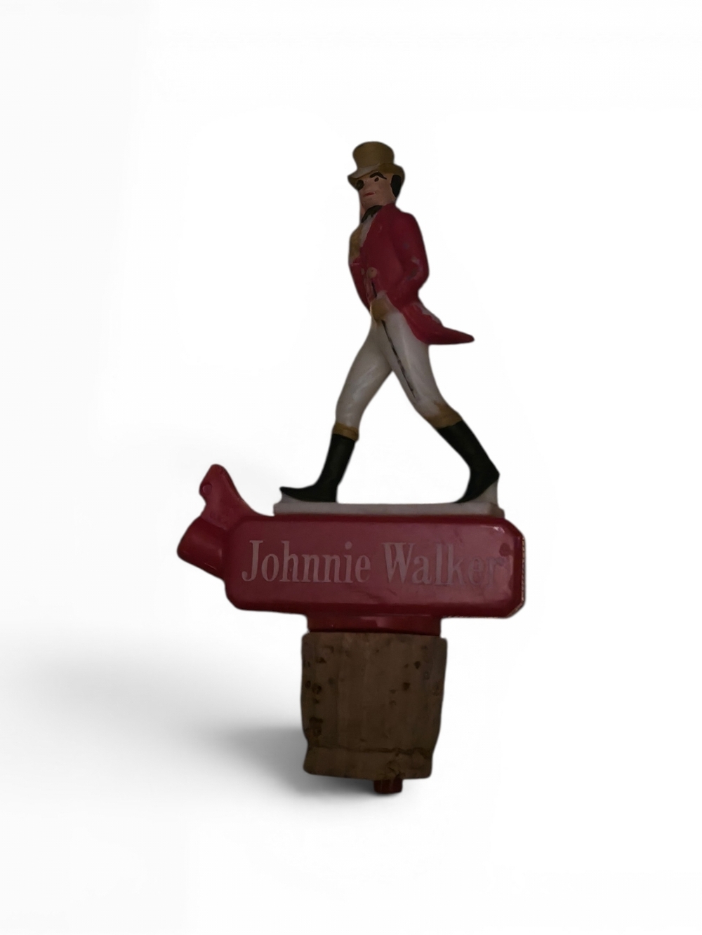 Red Johnnie Walker Figurine Bottle Stopper - Red and White